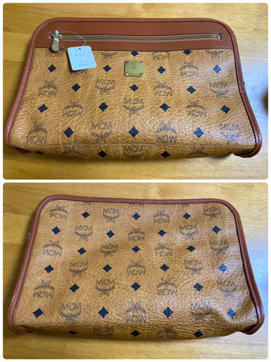MCM　ミニクラッチバッグ ポーチ　未使用品　ブラウン　レザー　ヴィンテージ
