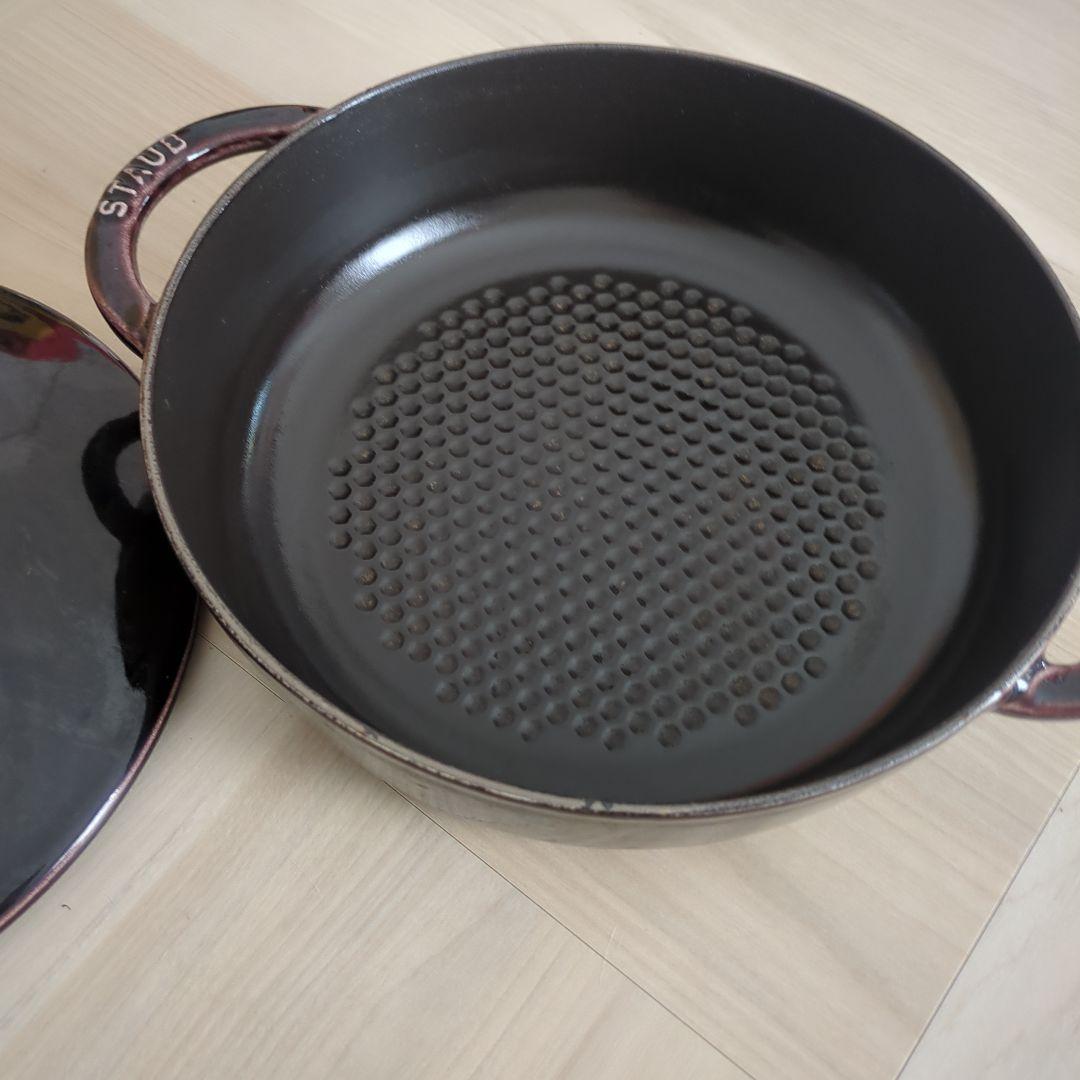 STAUB 両手鍋 24cm 黒　ストウブ　高さ7,5