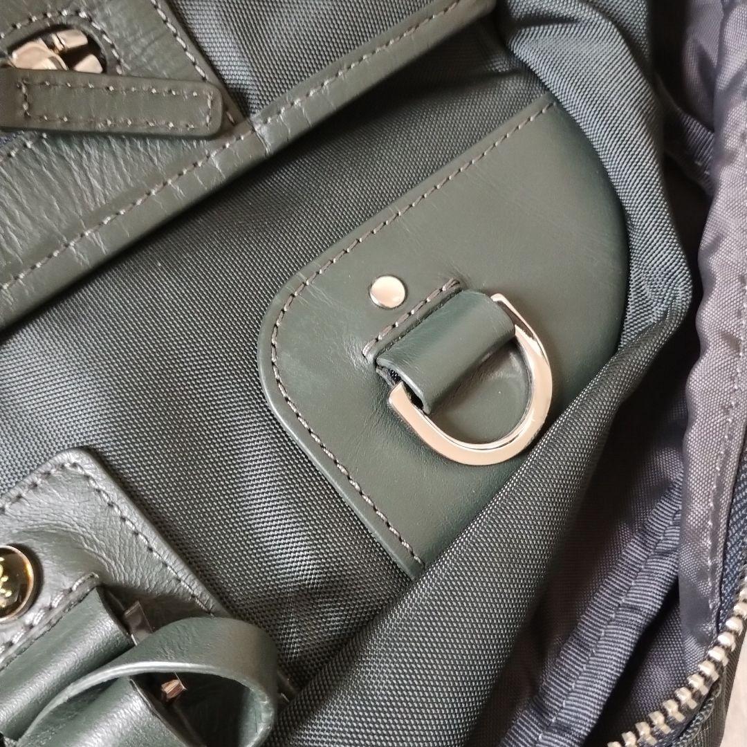 美品 agnes b アニエスベー 南京錠付き ２way ボストンバッグ 深緑
