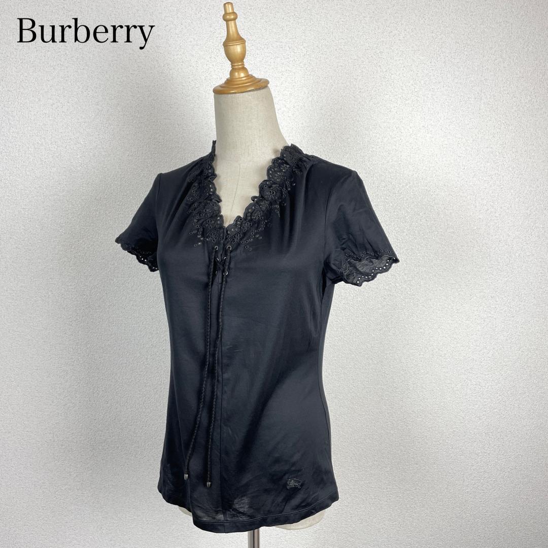 Burberry LONDON レース カットワーク ブラウス 黒