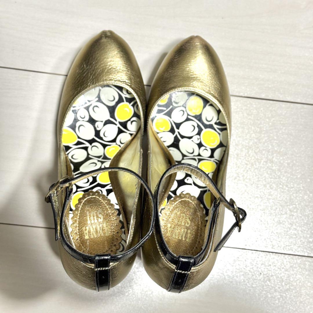 ANNA SUI 本革 猫足 猫脚 ヒール パンプス ゴールド 廃盤レア 結婚式