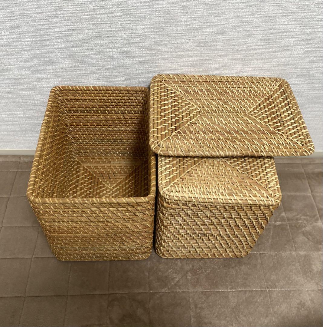 無印良品重なるラタン長方形バスケット 特大　2個セット