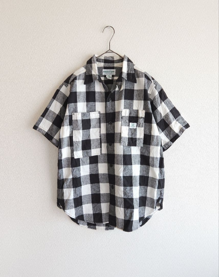 SASSAFRAS ササフラス 半袖 リネン混　シャツ チェック