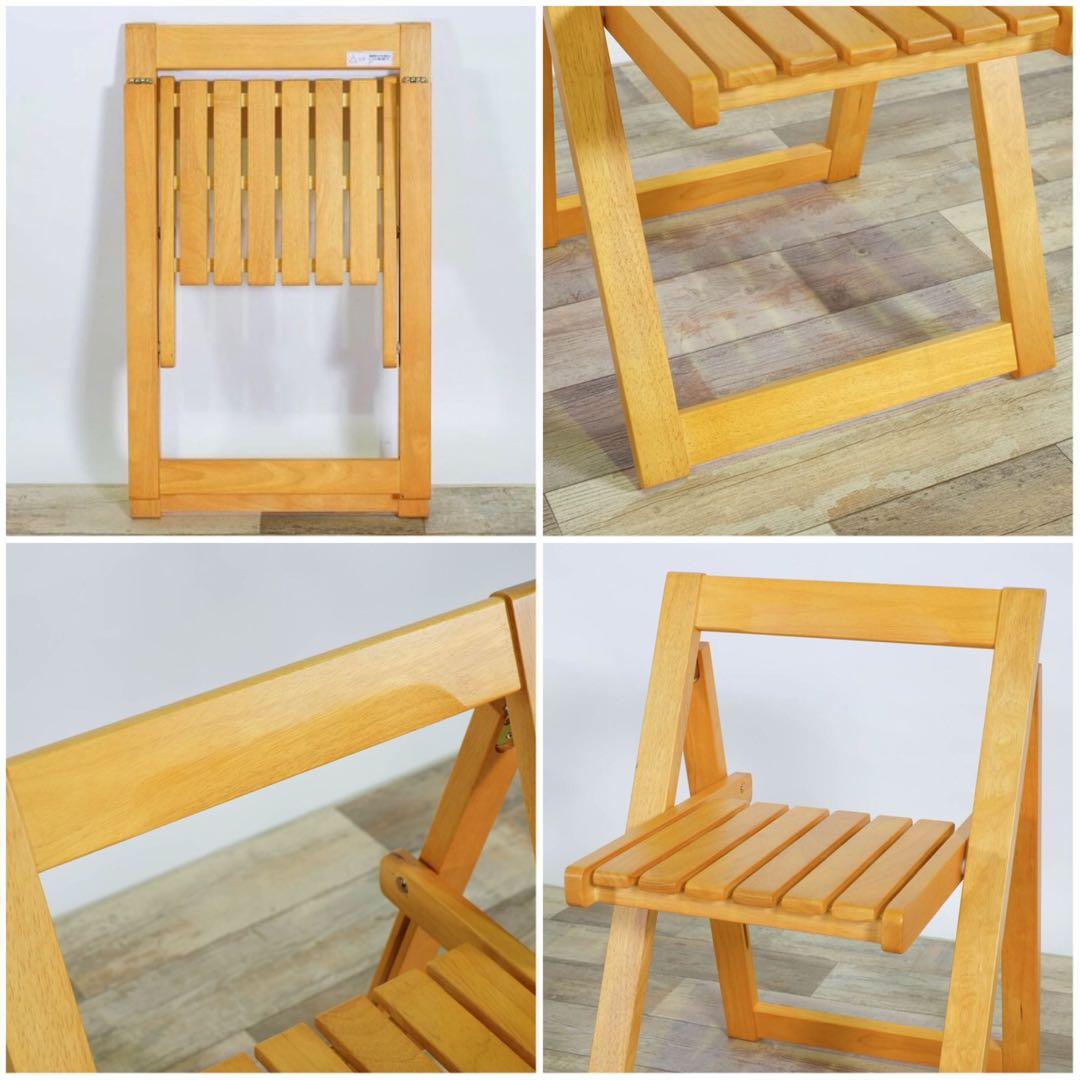 A 2脚 折り畳み バタフライテーブル ナチュラル ダイニングセット MARWIL-DEMENAGEMENTS_CH