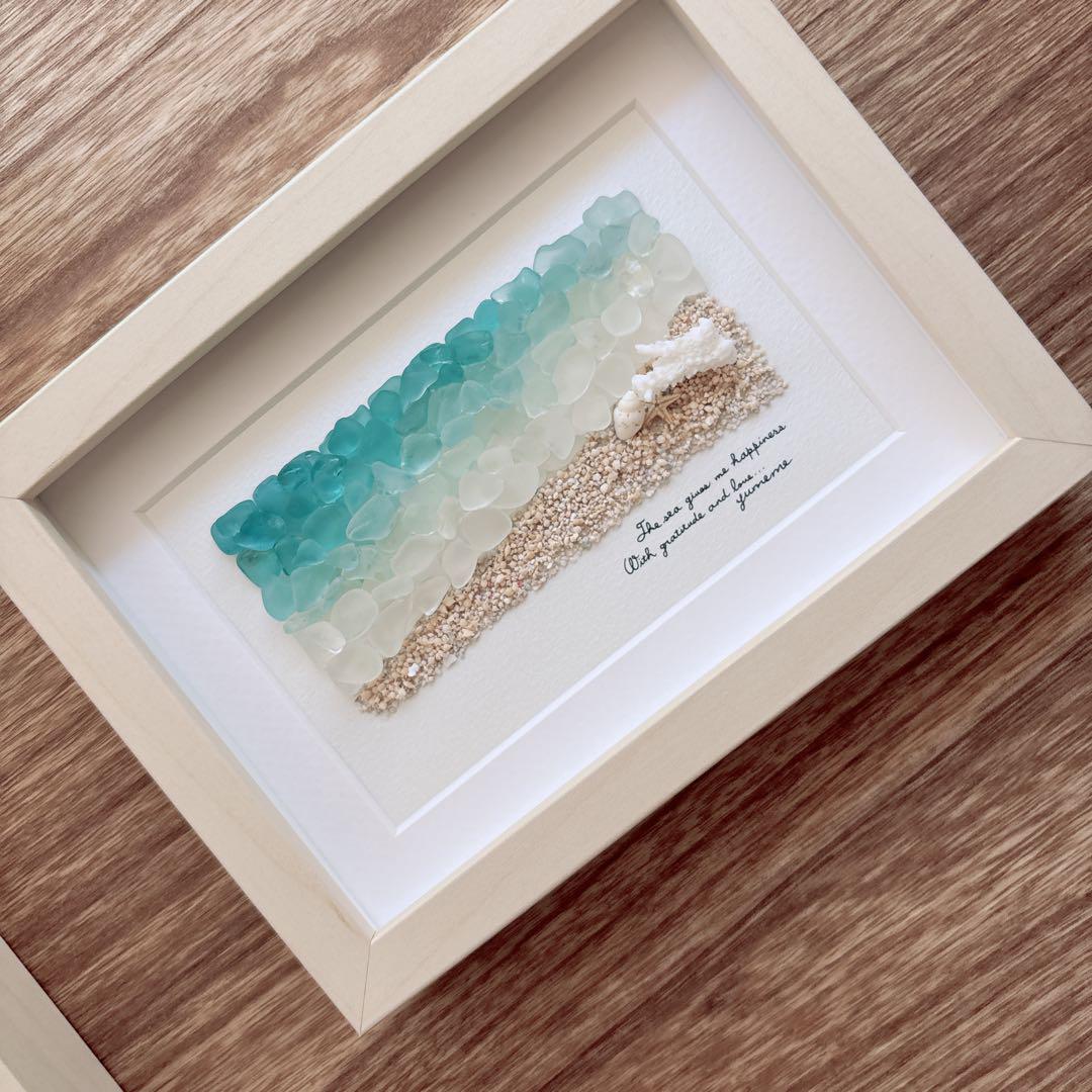 ②新作【sea*happiness】海からの贈り物 シーグラスアート whale #シーグラスアート#シーグラスアート作品#シーグラス#海