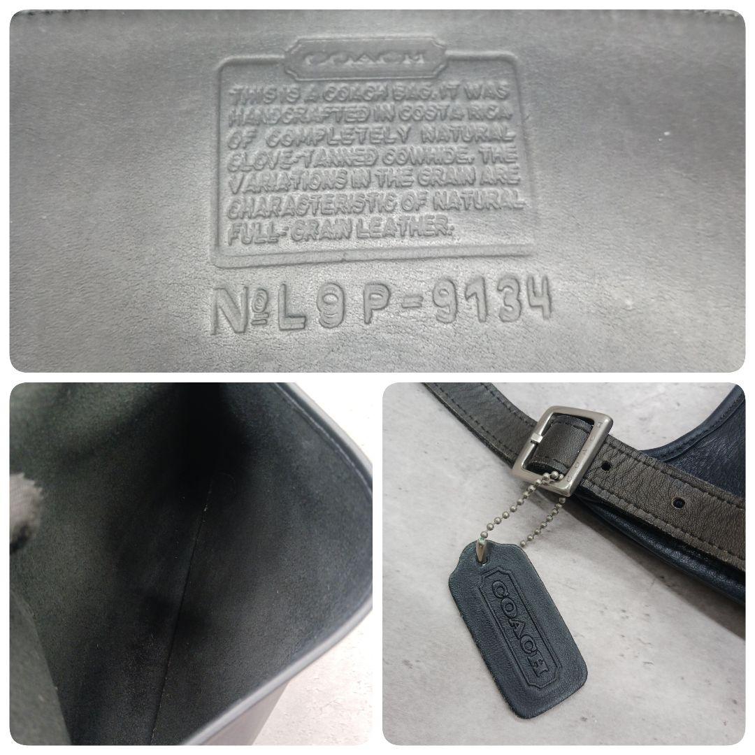 美品 コーチ ブラック レザー ショルダーバッグ サコッシュ ブラック 9134