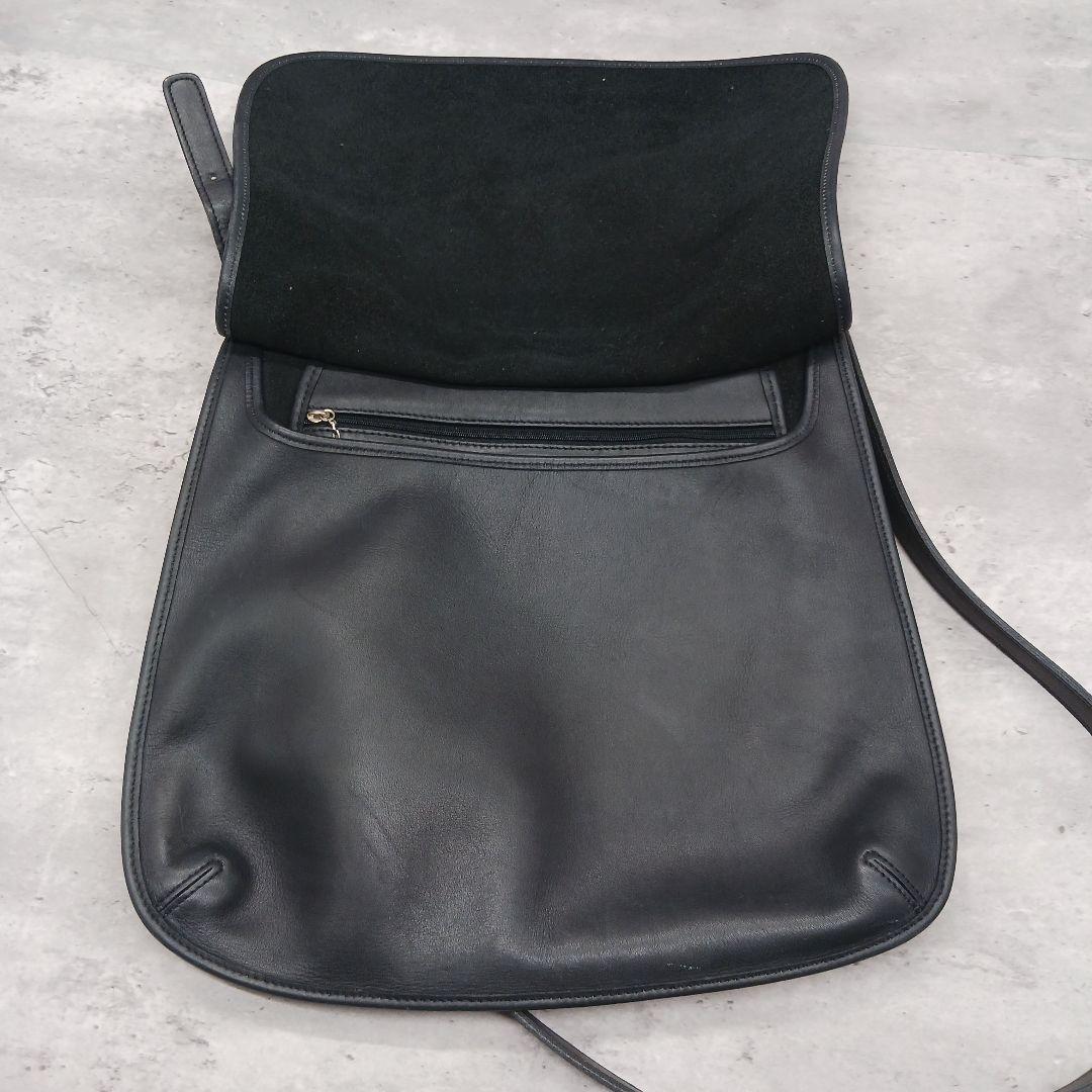 美品 コーチ ブラック レザー ショルダーバッグ サコッシュ ブラック 9134