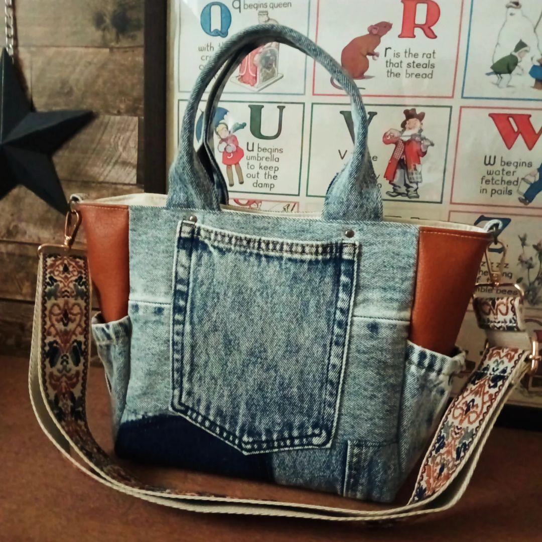 デニムリメイク　トートバッグ　ハンドメイド