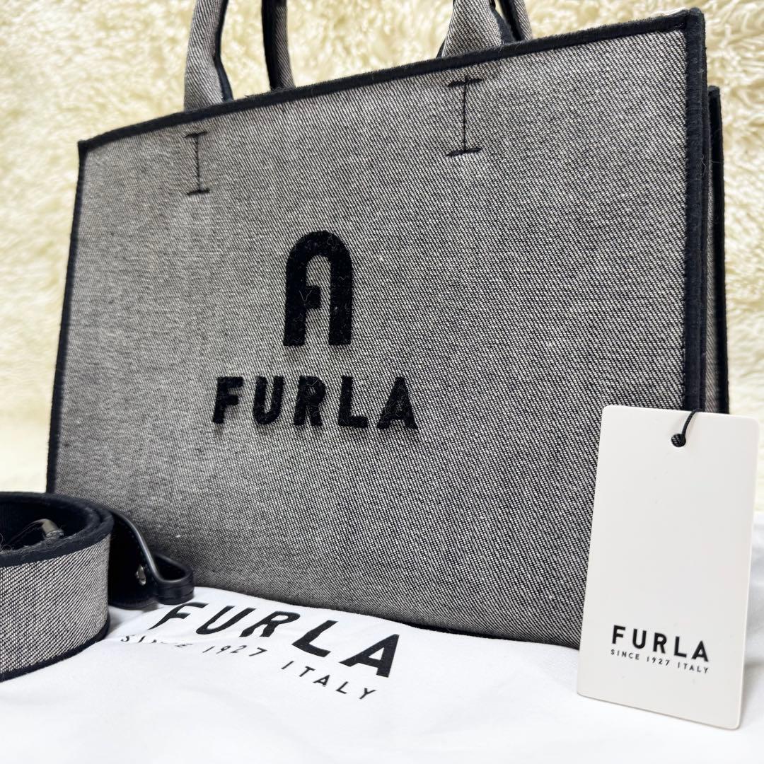 フルラ オポチュニティ 現行アーチロゴ ショルダーバッグ デニムFURLA