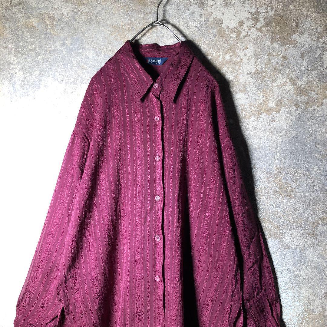 SALEセール 【ヴィンテージ】ストライプ柄シルクシャツ シフォン 古着