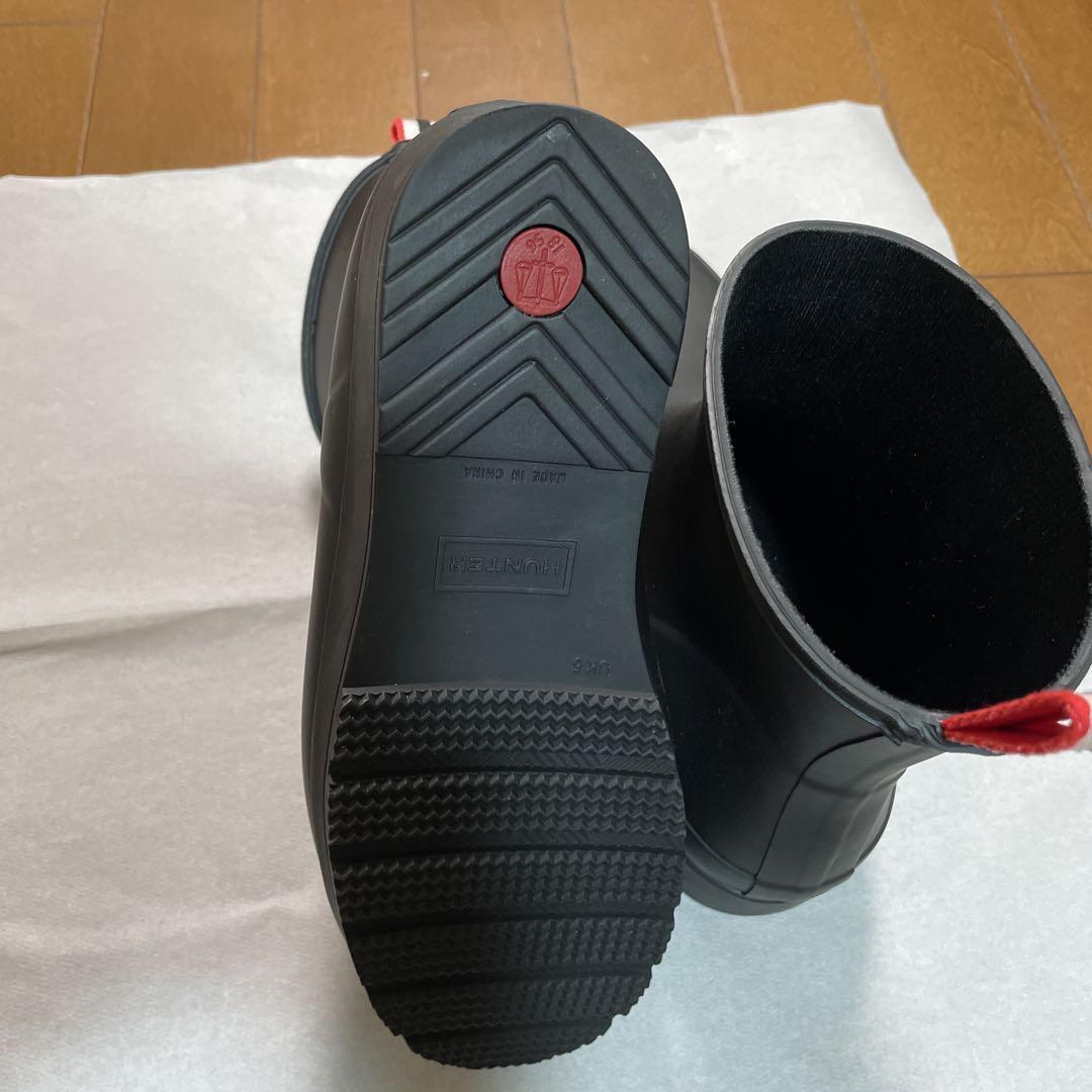 HUNTER 黒 ショートブーツ ゴム製 レインブーツ