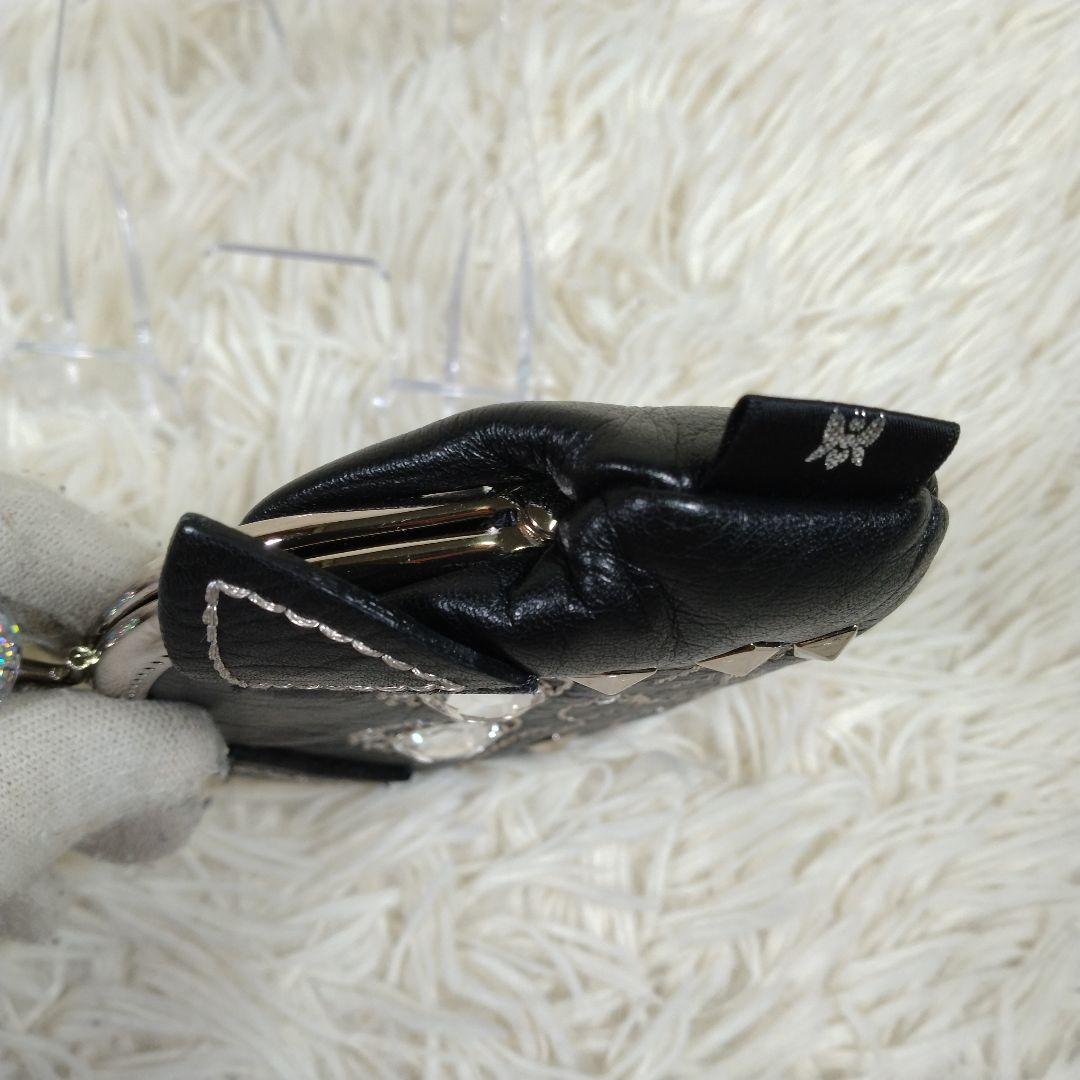 Think Bee レザー コインケース 小銭入れ 猫 がま口 ブラック Think Bee レザー コインケース 小銭入れ 猫 がま口 ブラック