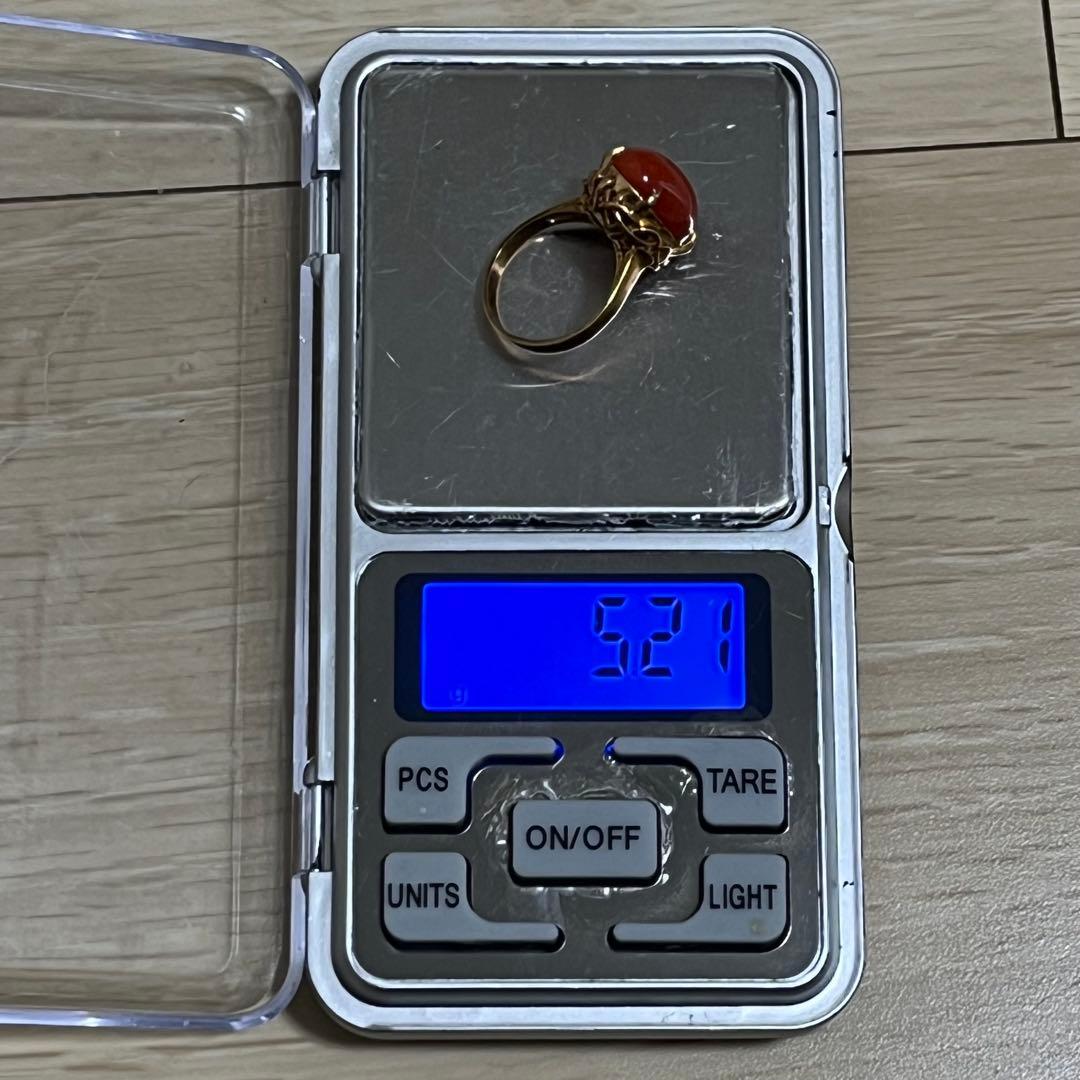 K18赤珊瑚レトロリング