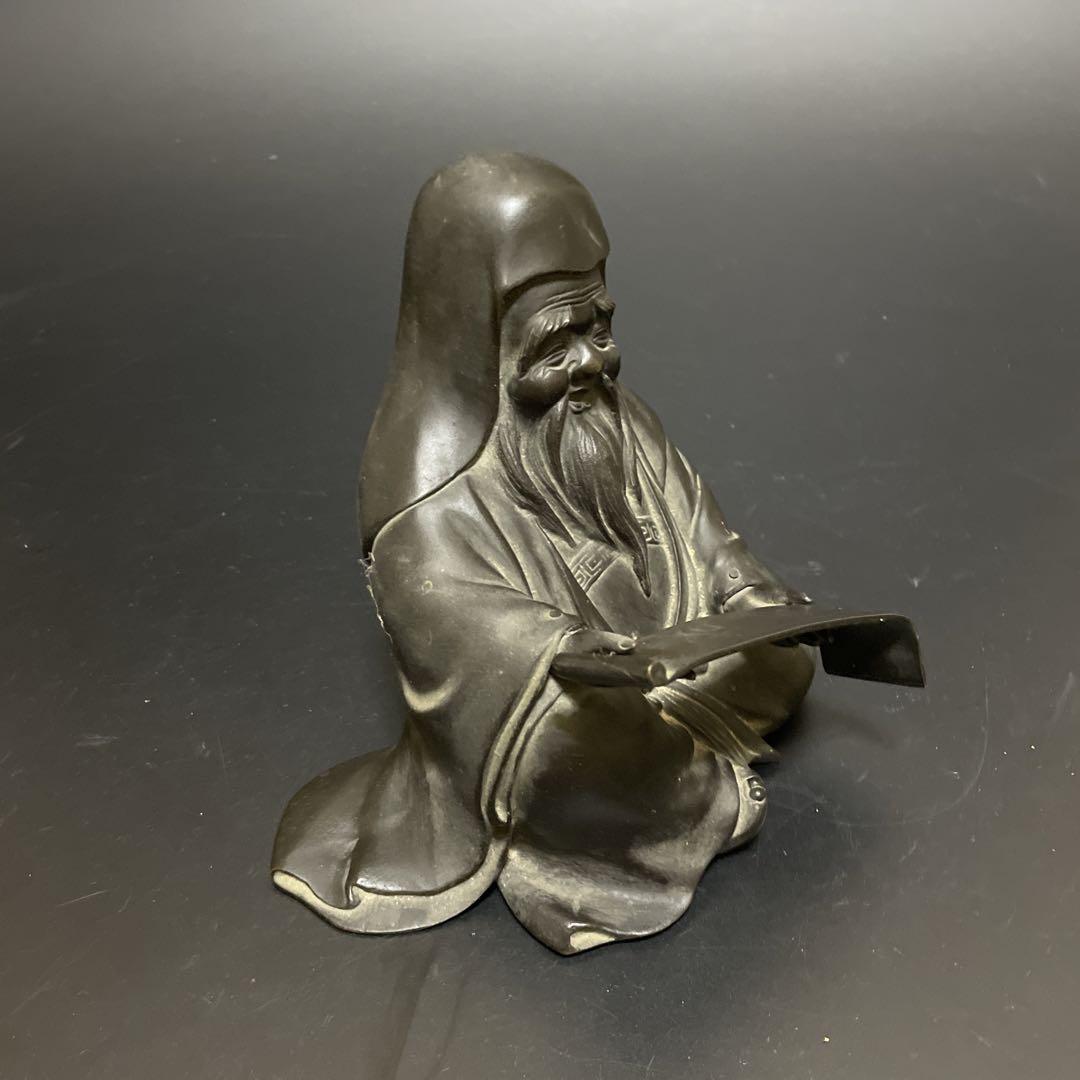 時代物　古銅　象嵌　仙人　置物