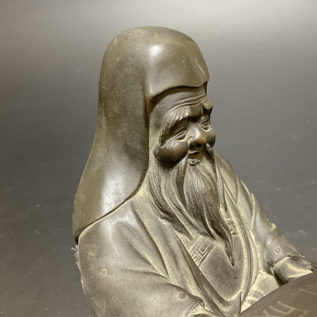 時代物　古銅　象嵌　仙人　置物