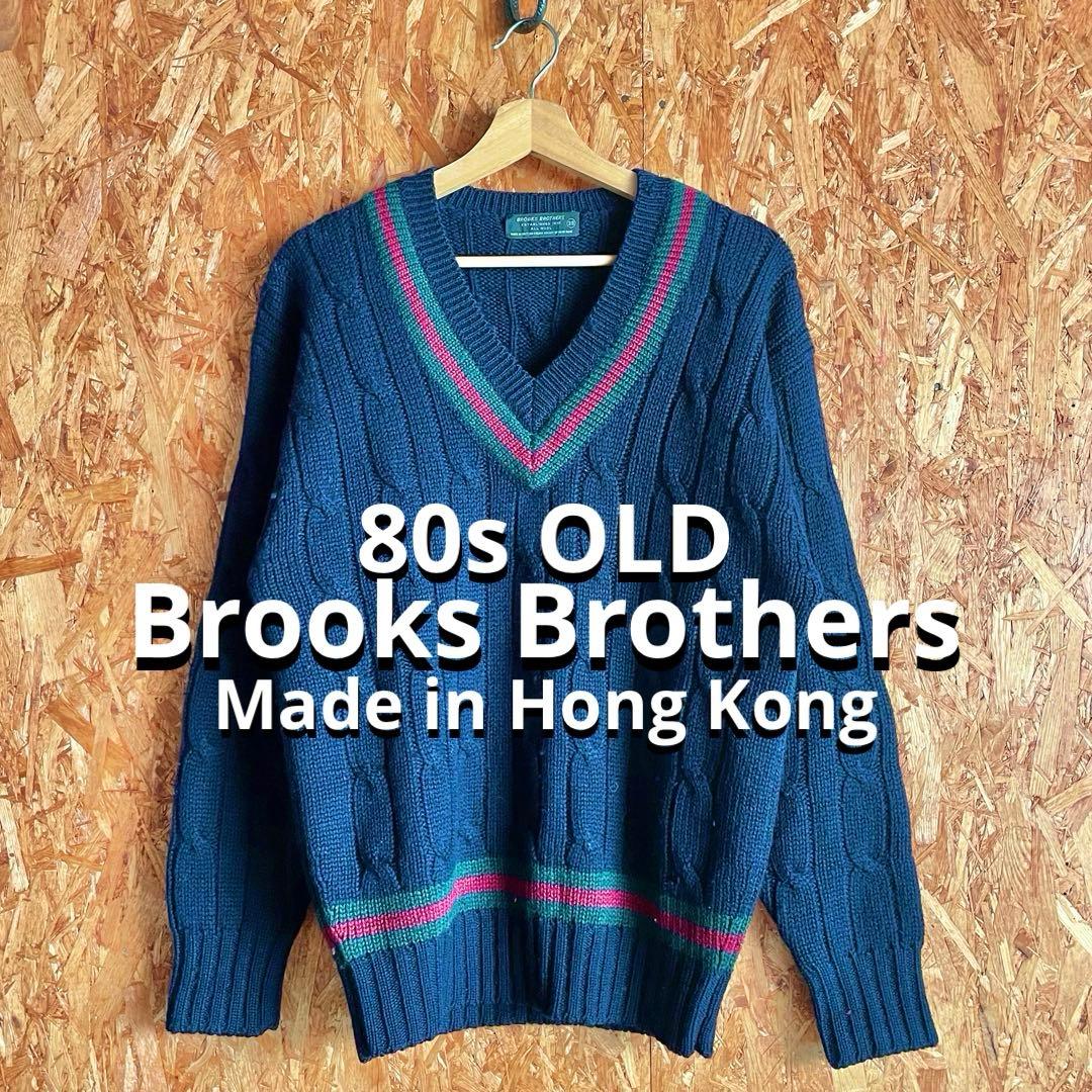 80s Brooks Brothers 香港製 チルでニット クリケットセーターL・Brooks Brothers