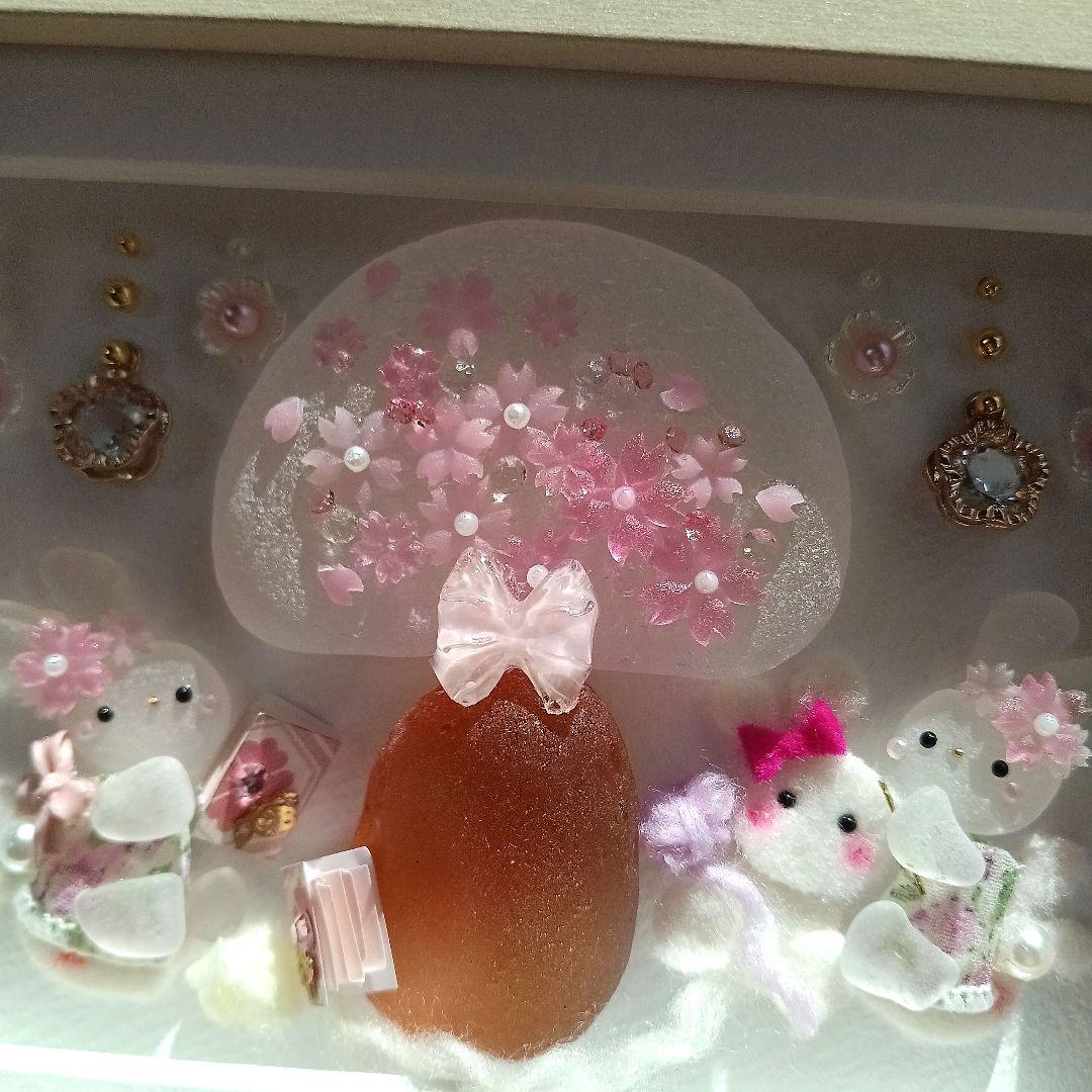 シーグラスアート　♡秋の夜長と桜ランプ♡　桜　きのこランプ　【アートＬ判】