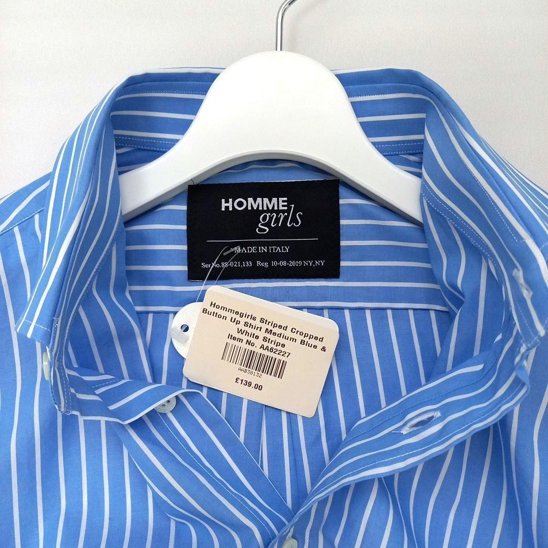 ☆新品タグ付き☆《HOMME girls》クロップド ストライプ シャツ M