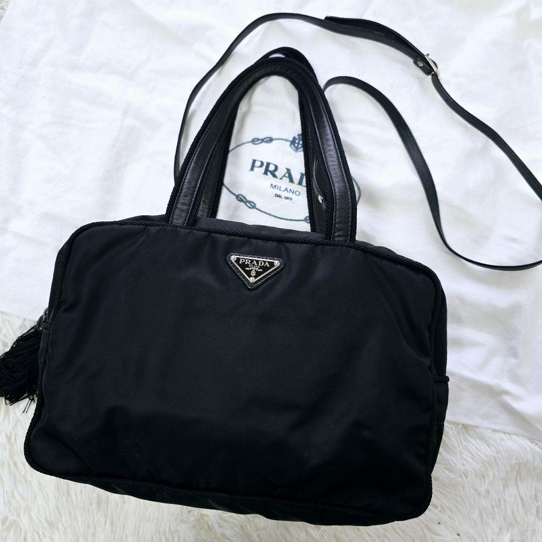 極美品✨PRADA 2way レザーナイロン ミニボストン バッグ ショルダー