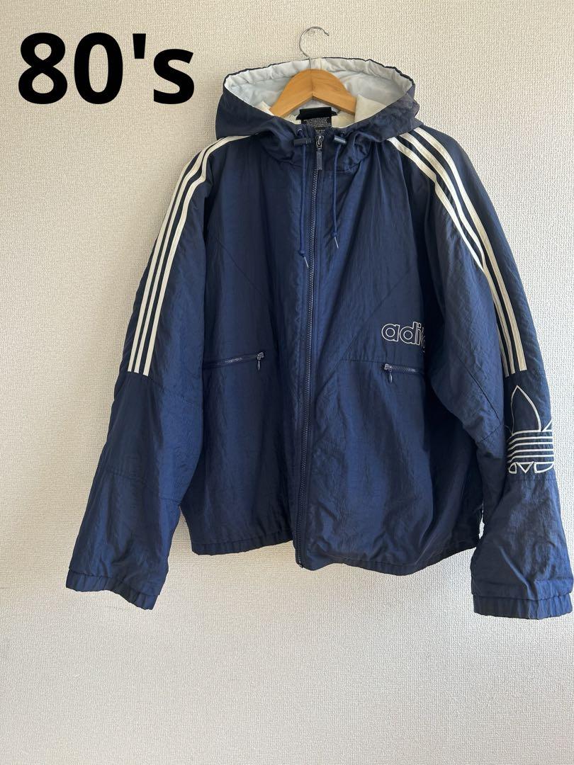 adidas 推定80s 万国旗タグ　ジャージ ネイビー　レッド　ホワイト 80s Vintage adidas Track Jacket 万国旗タグ 古着