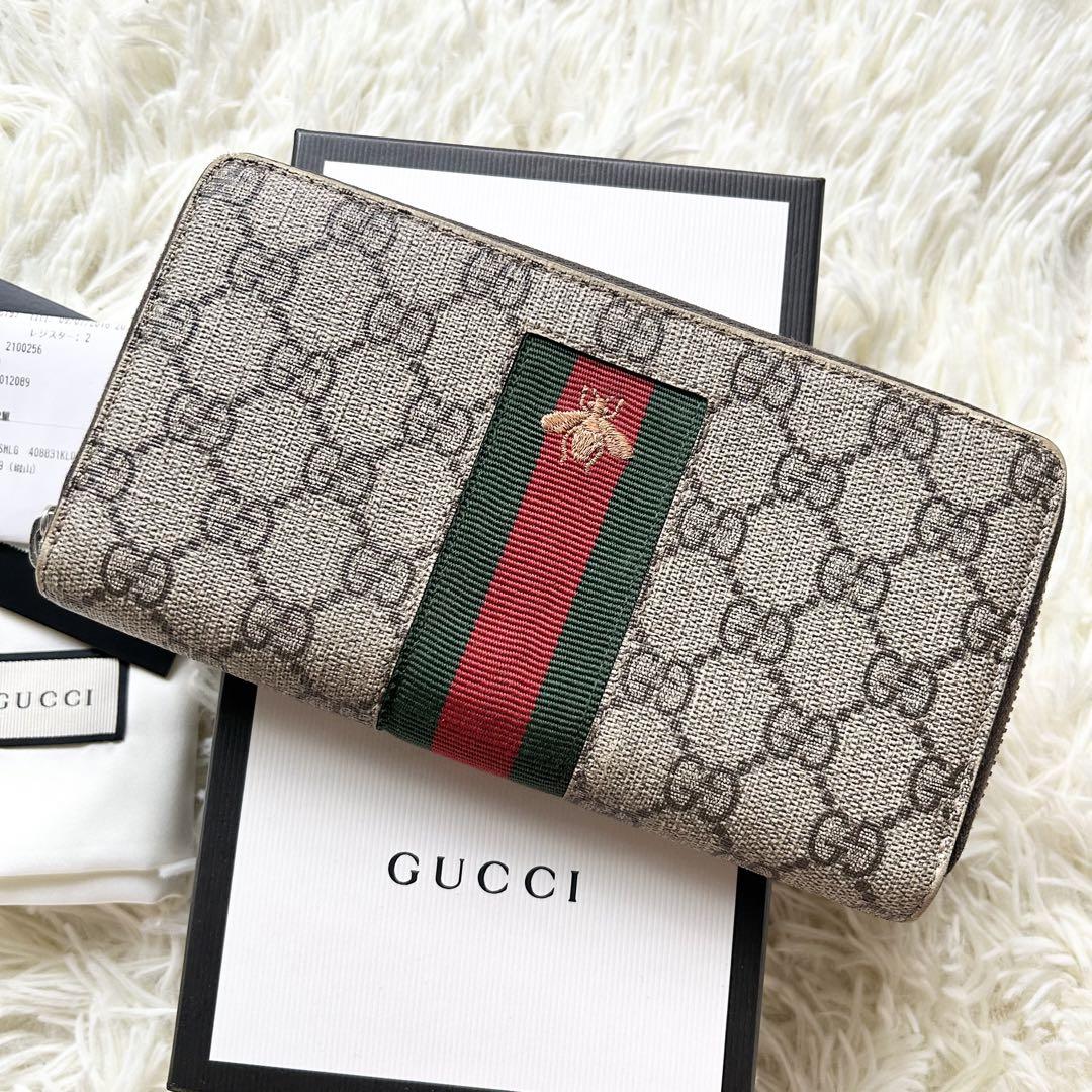 58 美品 GUCCI 長財布 シェリーライン ラウンドファスナー リボン j1 GUCCI グッチ プリンシー リボン シェリーライン 財布 長財布