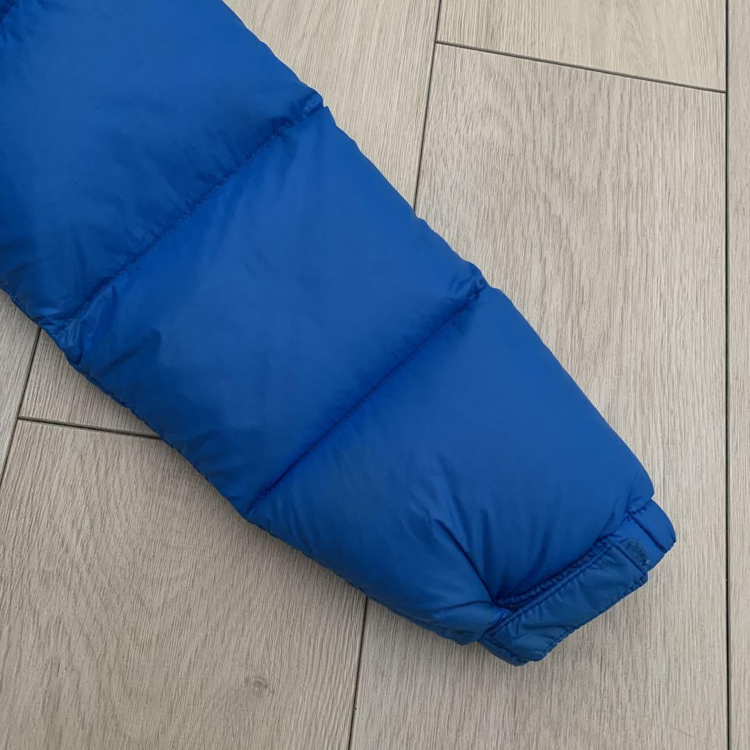 140ノースフェイス子供キッズブルーベージュ青グースダウンジャケットパーカ