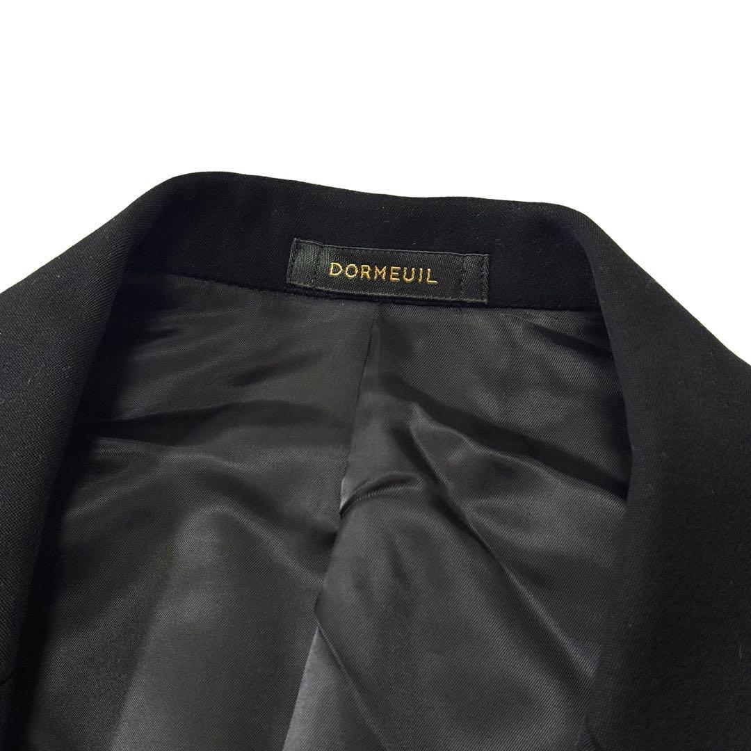 【極美品・サイズXL】セットアップ　伸縮性　プレミアムウール　super110s ドーメル SUPER110's WOOL ダブル セットアップスーツ 黒 XL スーツ