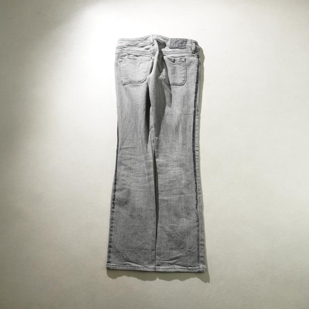 DIESEL ダメージ加工スキニーデニムパンツ サイドライン グレー/VW234