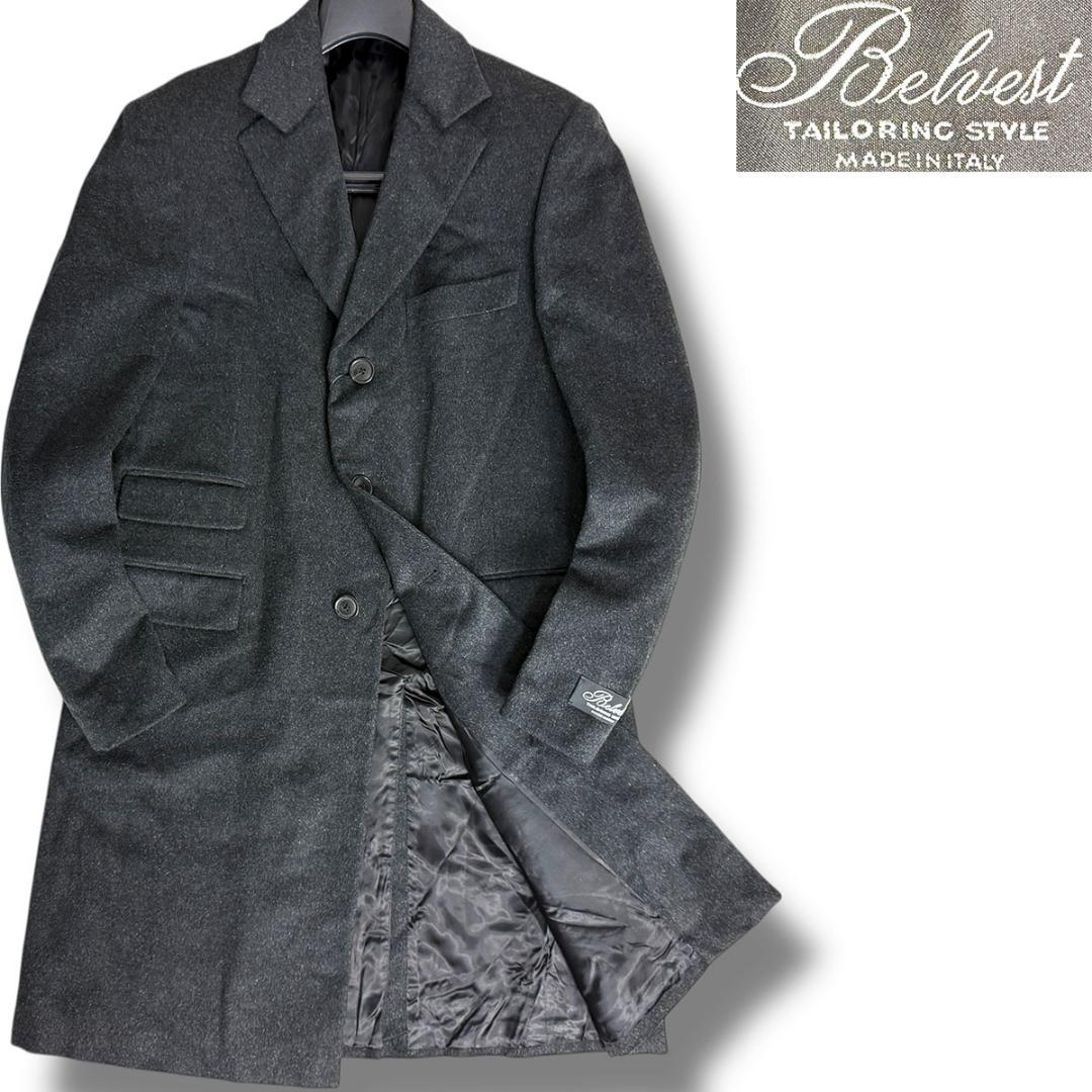 J7069 ベルベスト ウールチェスターコート チャコールグレー 50XL LL Belvest
