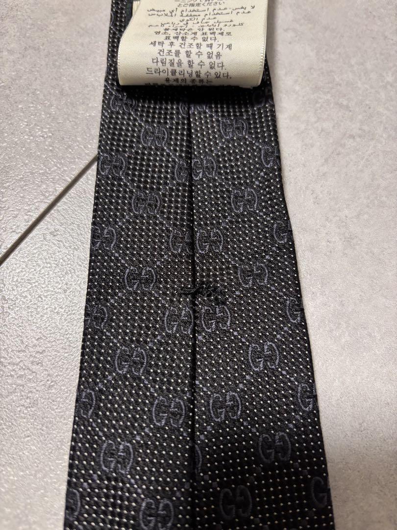 GUCCI GGパターン ネクタイ 黒 約9cm - 小物最高