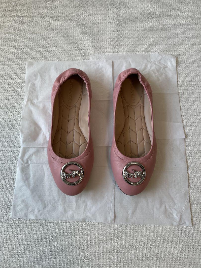 【未使用品】 COACH】ピンク フラットシューズ 靴