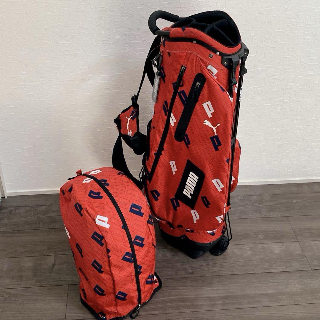 美品PUMAプーマ　スタンド式キャディバッグ 軽量 Pグラフィック