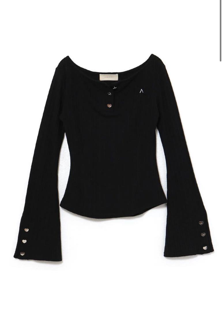 トップス andmary Dorothy heart tops black