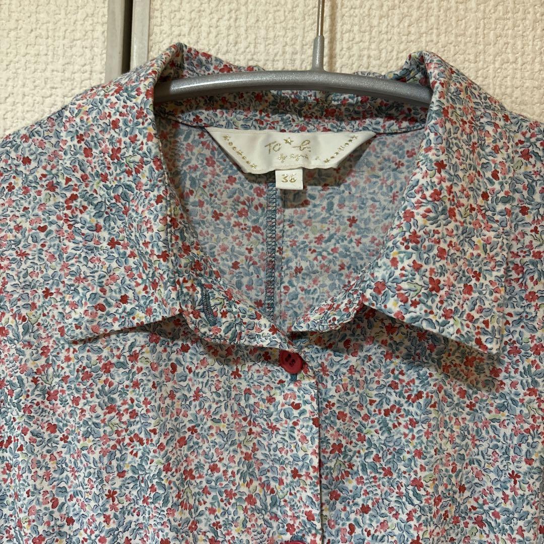 To b.by agnés b. フラワープリントシャツワンピース 七分袖 To b.by agnés b. フラワープリントシャツワンピース 七分袖