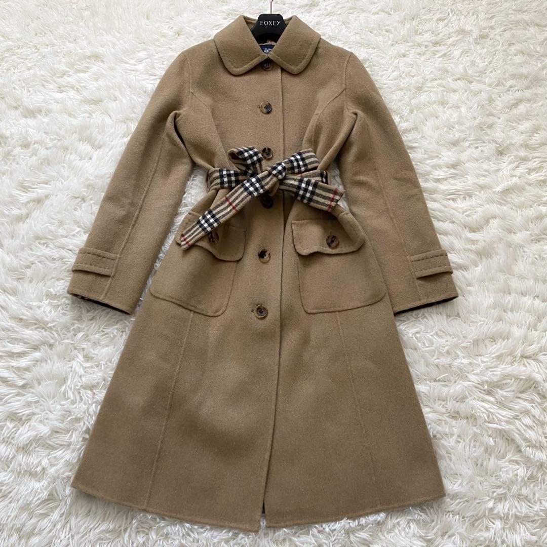 美品 バーバリー ロンドン ノバチェック カシミヤ混 ウール ハーフコート 美品】バーバリーロンドン ロングコート カシミヤ ノバチェック
