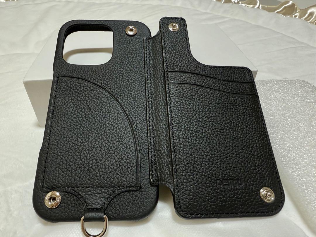 DEMIU iPhone 16 Pro用 ブラックレザー ケース