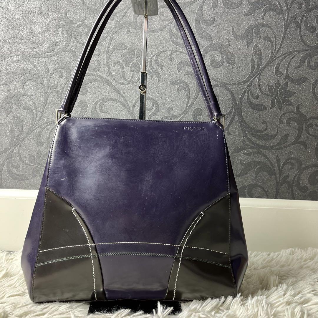 バッグ prada purple patent leather handbag y2k