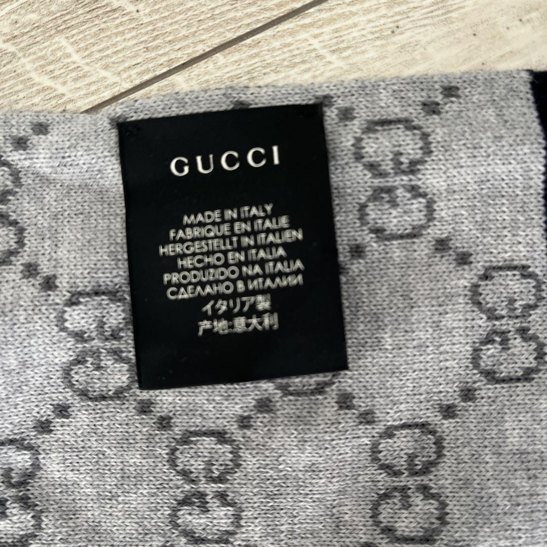 GUCCI GGロゴマフラー グレー/ブラック