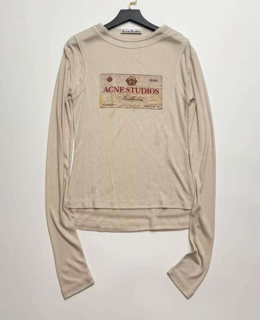 Acne Studios ロゴプリント レイヤード風 長袖Tシャツ