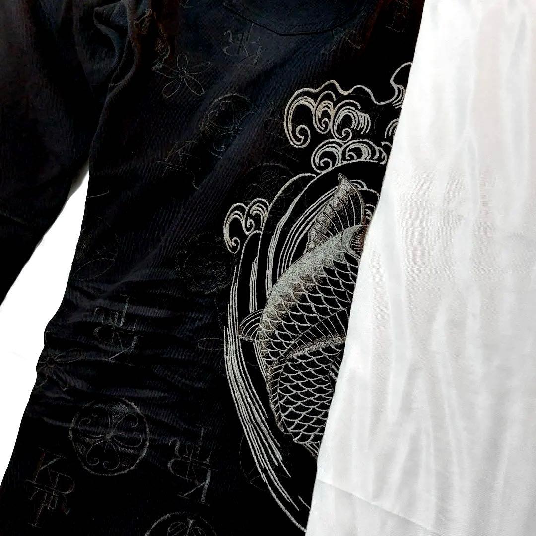 絡繰魂 デニム パンツ KARAKURI 刺繍 家紋 鯉 葵紋 サイズ34 絡繰魂 デニム パンツ KARAKURI 刺繍 家紋 鯉 葵紋 サイズ34