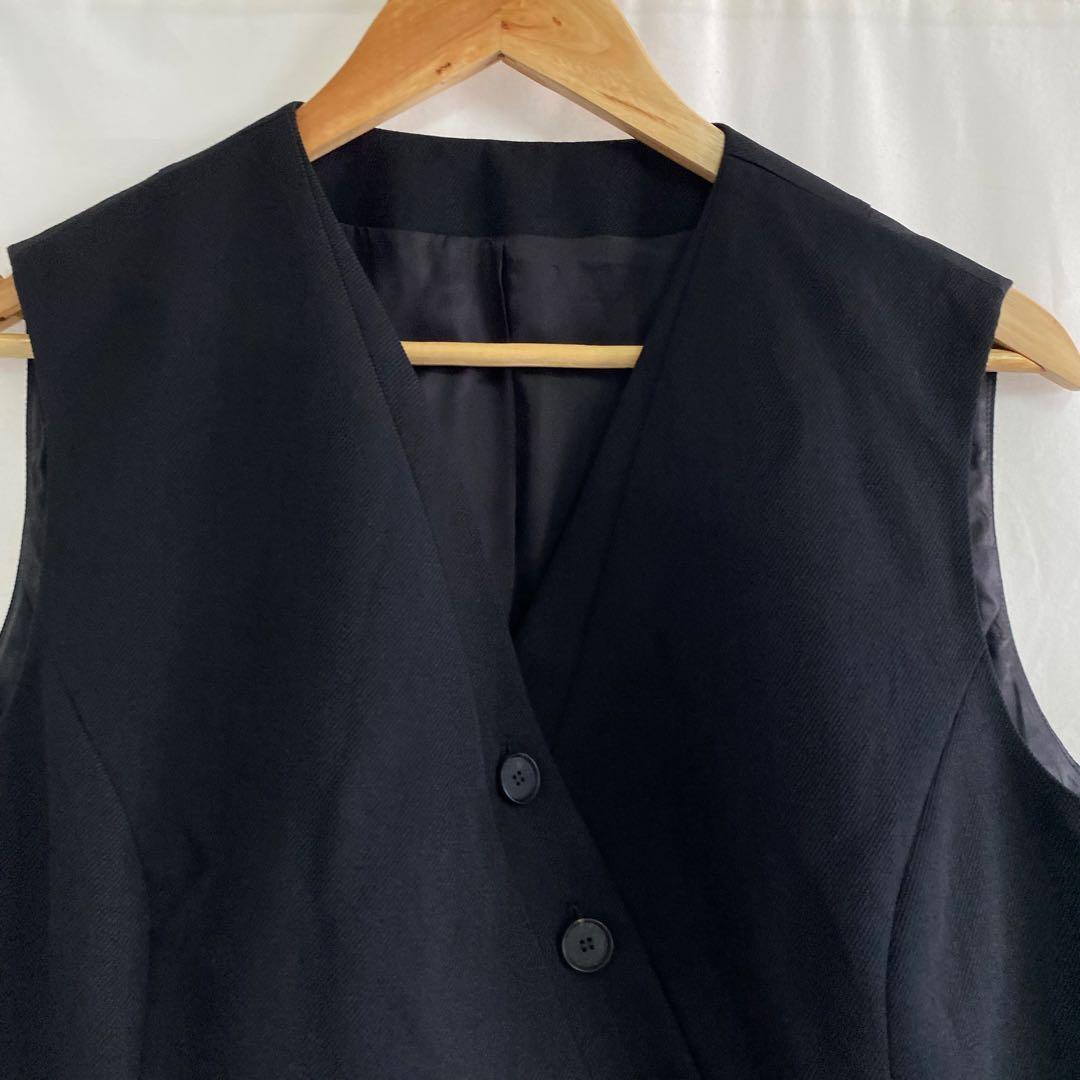大きいサイズ ウールリネンアシンメトリーベスト