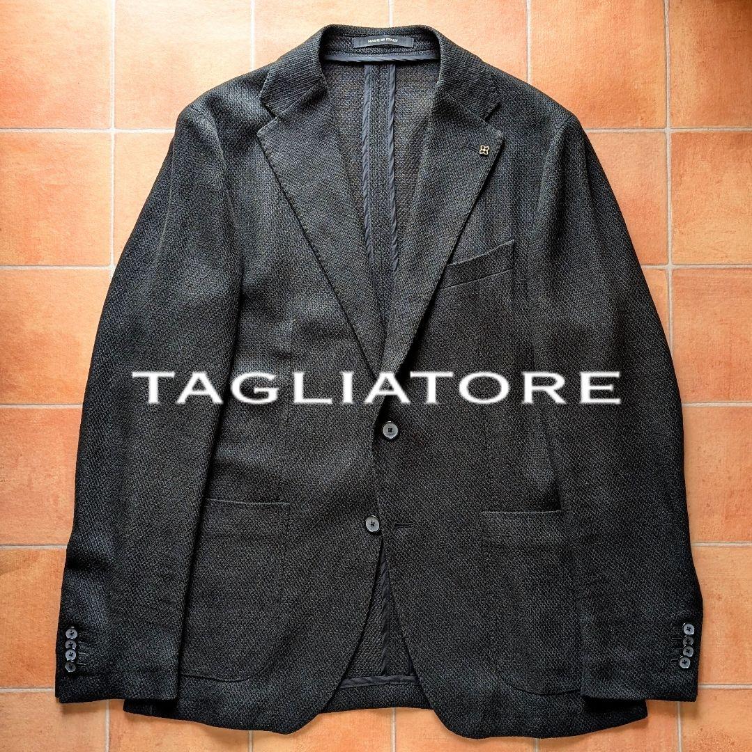 TAGLIATORE DAKAR 48 ブラック メッシュ シルク リネン