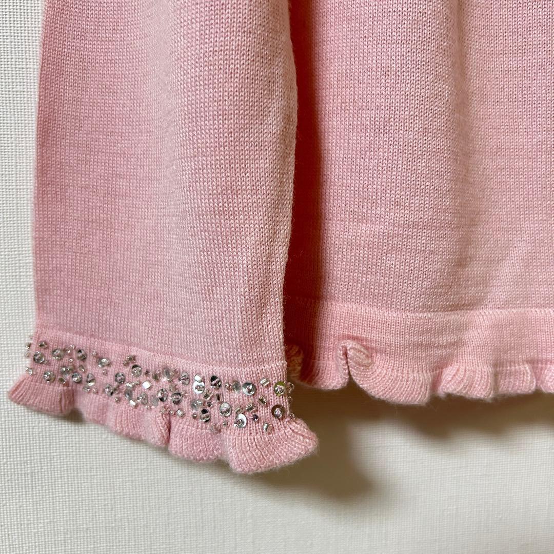 ピンク レース装飾 長袖カーディガン GARE DE LYON ガーデリヨン