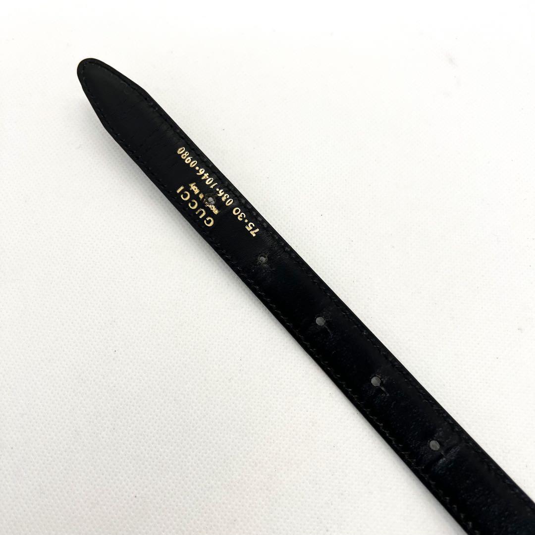 グッチ ベルト インターロッキング GG ゴールド金具 ブラック レザー