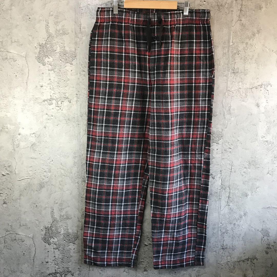 yu18古着 チェックパンツ パジャマパンツ 黒 赤 グレー 白 90s