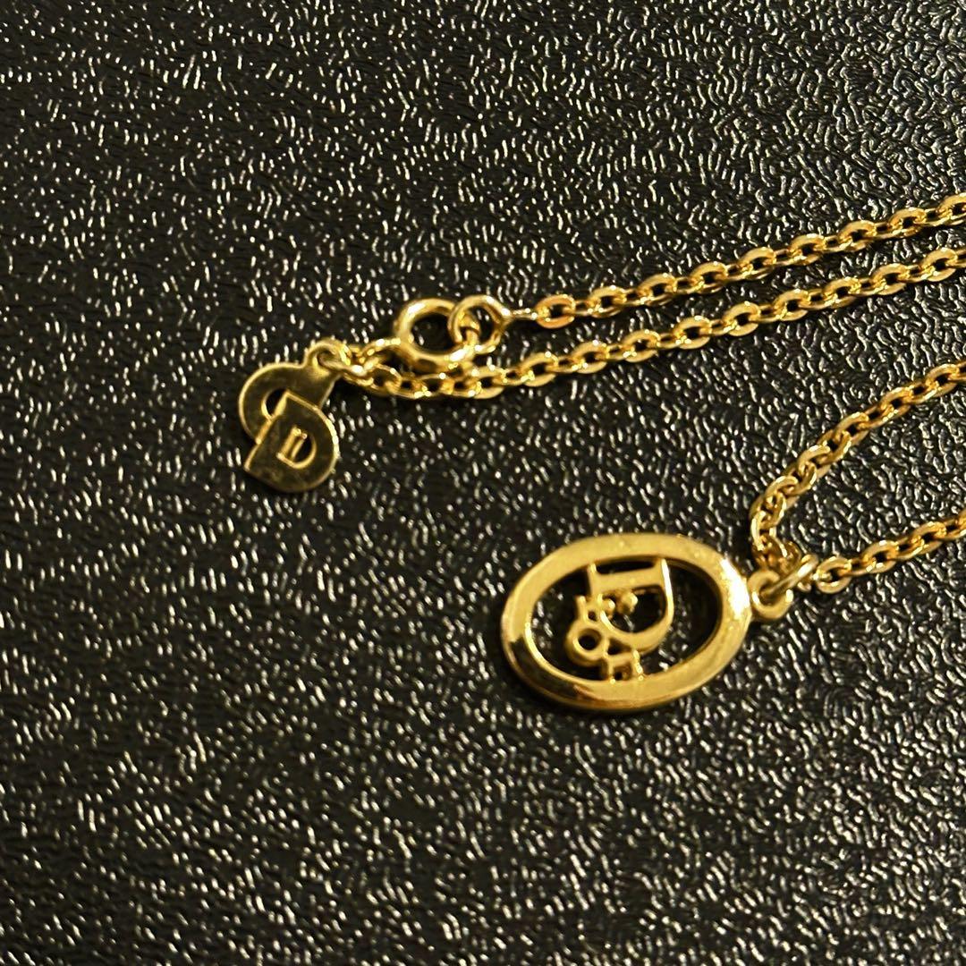 DIOR ヴィンテージ ネックレス サークルCDロゴ ゴールド