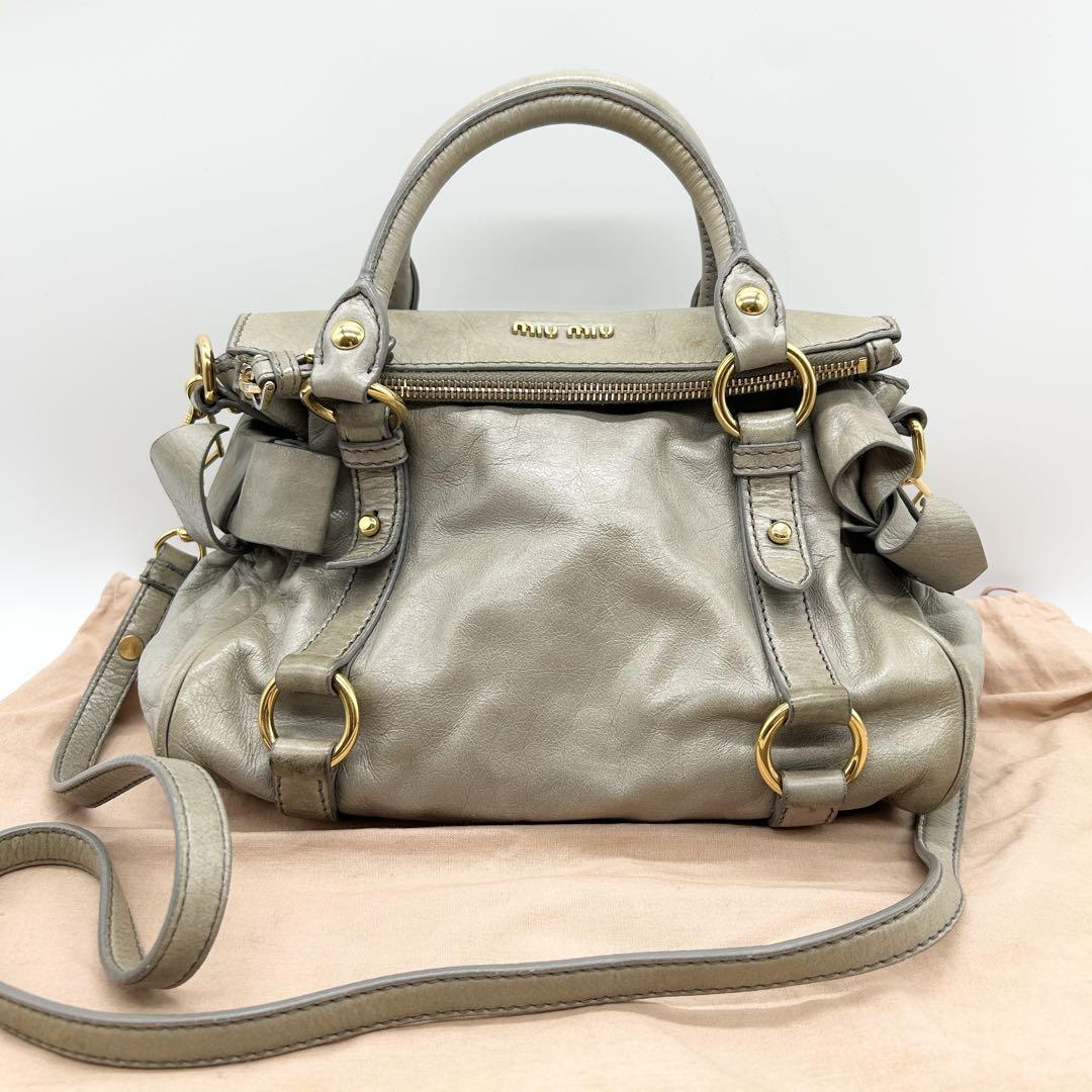 miu miu 2way hand bag side ribbon