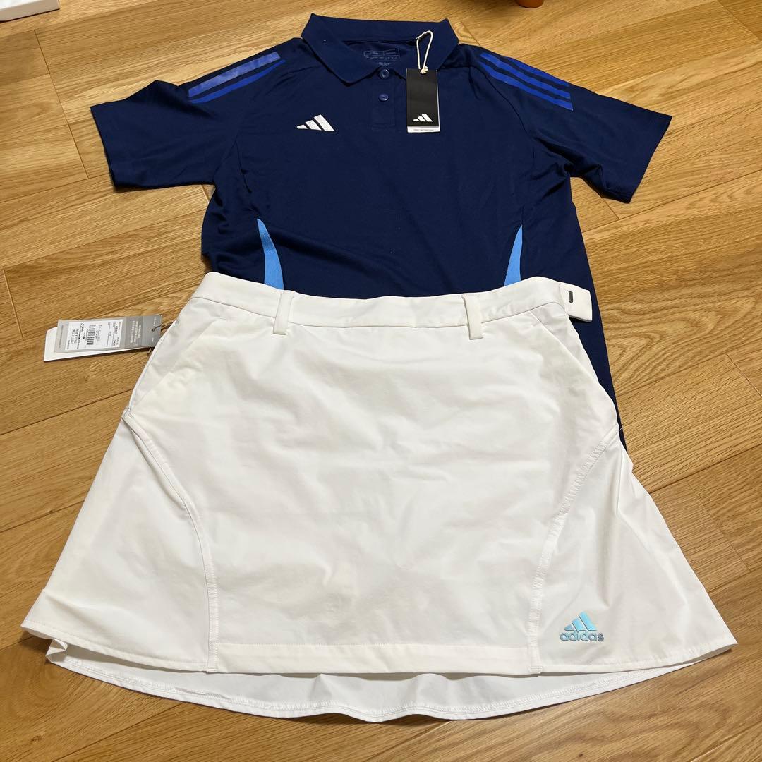 アディダスゴルフ　ポロシャツ　スカートセット ネイビー/ホワイト　XL 新品