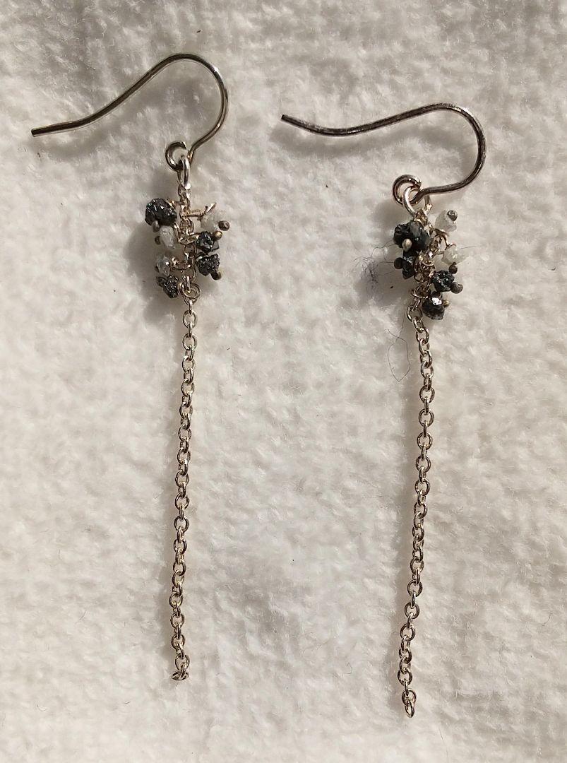 ヒールアンドトゥ 17シルバーダイヤロングチェーンピアス(新品)