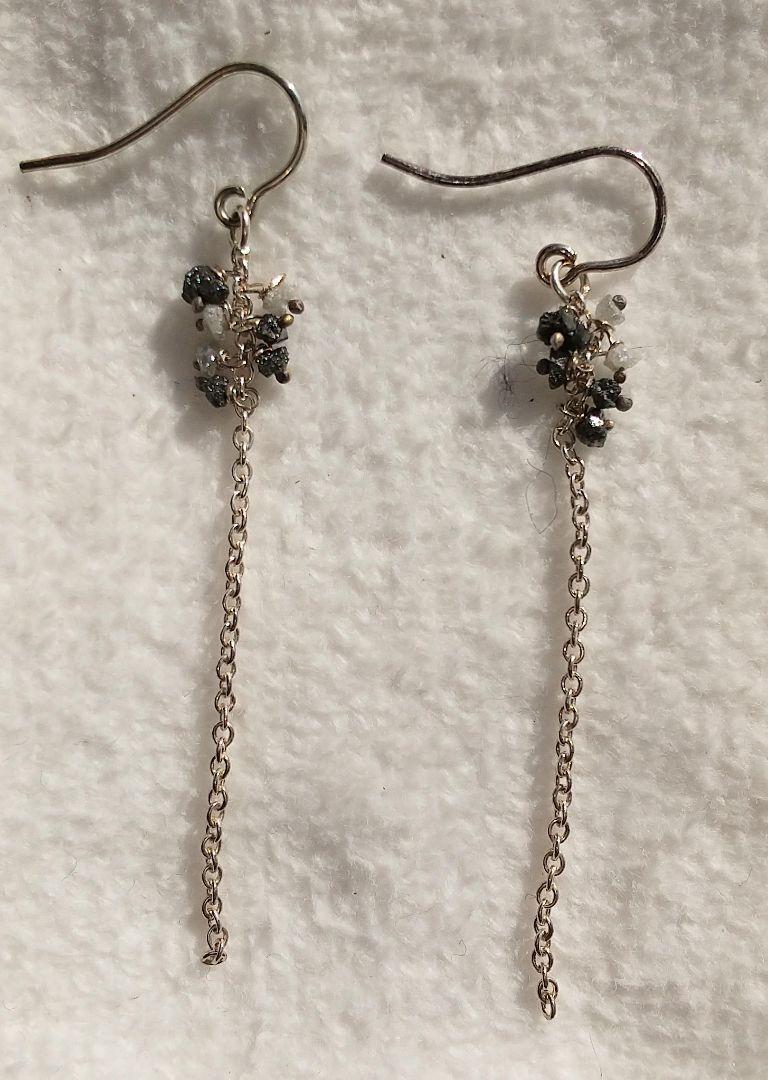 ヒールアンドトゥ 17シルバーダイヤロングチェーンピアス(新品)